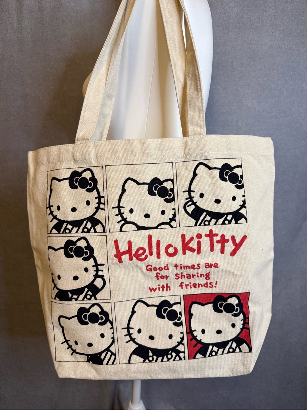 Hello Kitty Canvas Tote Bag | Large Reusable Shopper | Sanrio Graphic Tote